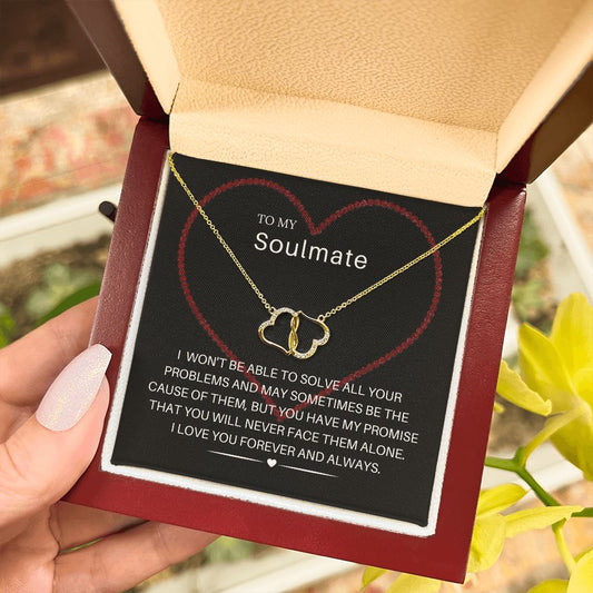 To My Soulmate Gold Two Hearts Mahogany Box