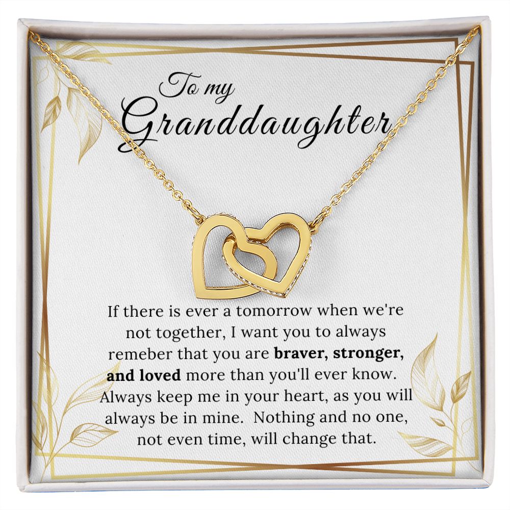 To My Granddaughter Interlocking Heart Necklace
