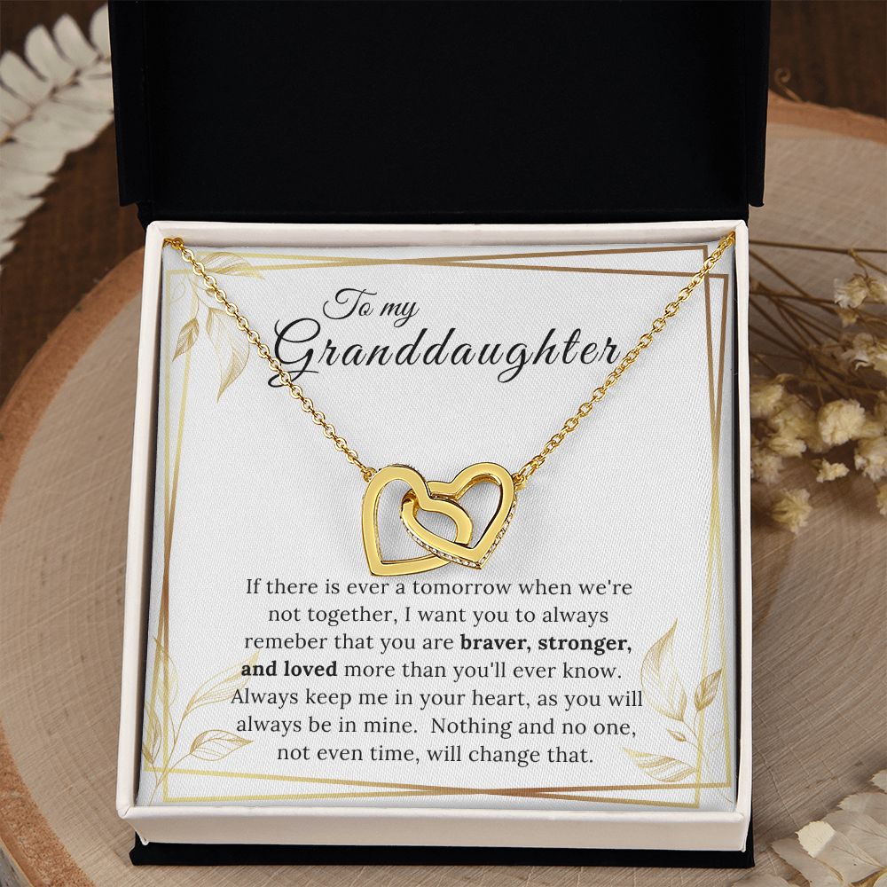 To My Granddaughter Interlocking Heart Necklace