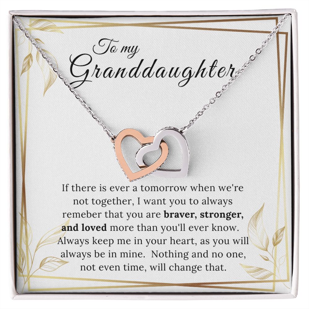 To My Granddaughter Interlocking Heart Necklace