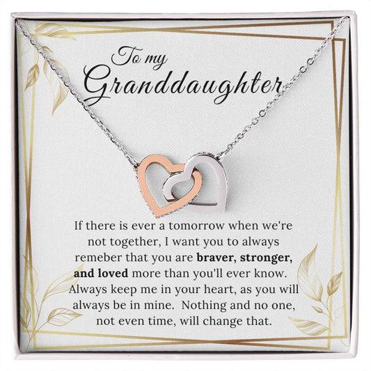 To My Granddaughter Interlocking Heart Necklace