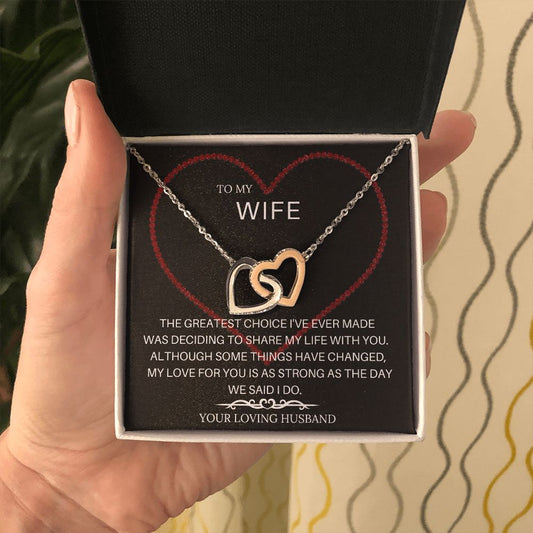 To My Wife Two-Toned Double Hearts Necklace