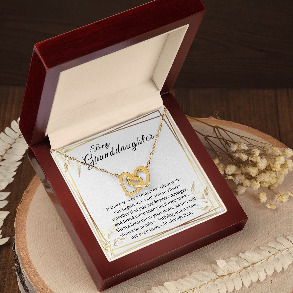 To My Granddaughter Interlocking Heart Necklace