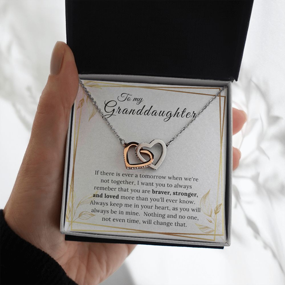 To My Granddaughter Interlocking Heart Necklace
