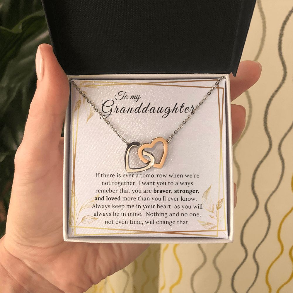 To My Granddaughter Interlocking Heart Necklace