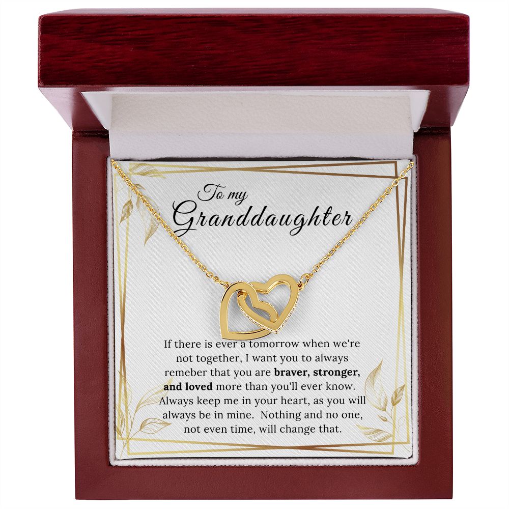 To My Granddaughter Interlocking Heart Necklace
