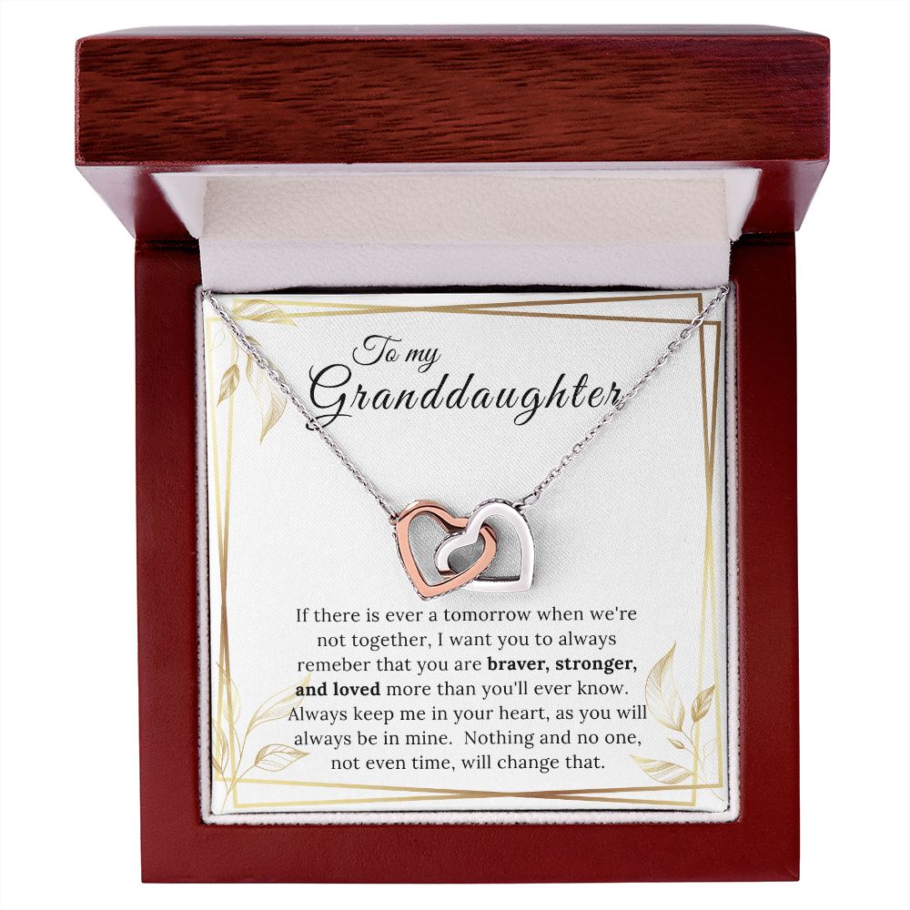 To My Granddaughter Interlocking Heart Necklace